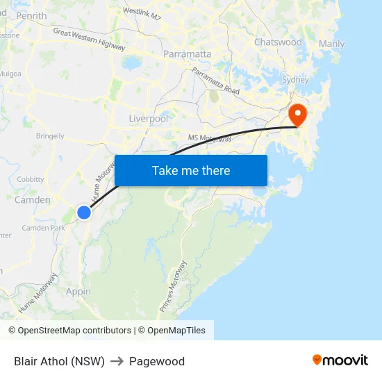 Blair Athol (NSW) to Pagewood map