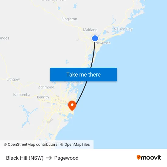 Black Hill (NSW) to Pagewood map
