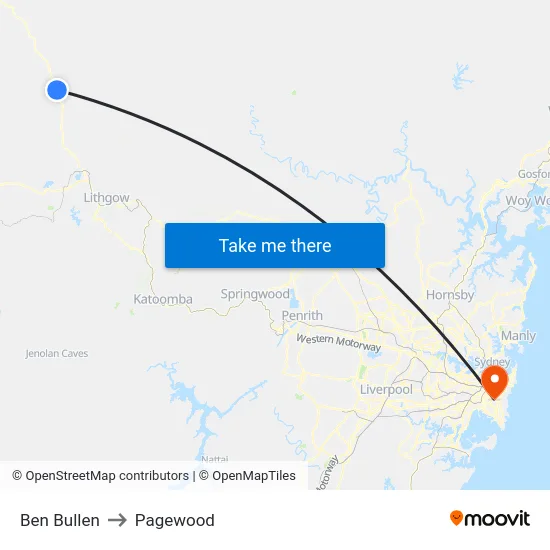 Ben Bullen to Pagewood map