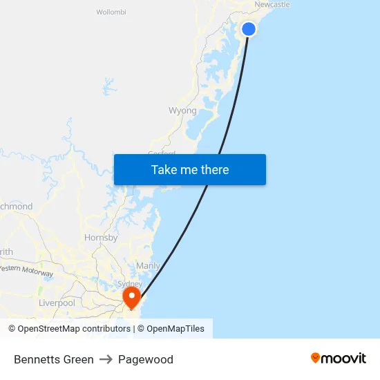 Bennetts Green to Pagewood map