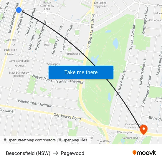 Beaconsfield (NSW) to Pagewood map