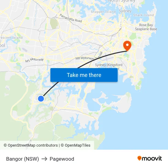 Bangor (NSW) to Pagewood map