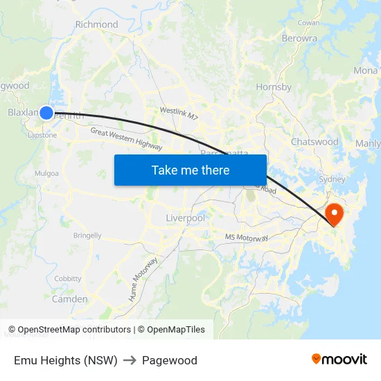 Emu Heights (NSW) to Pagewood map