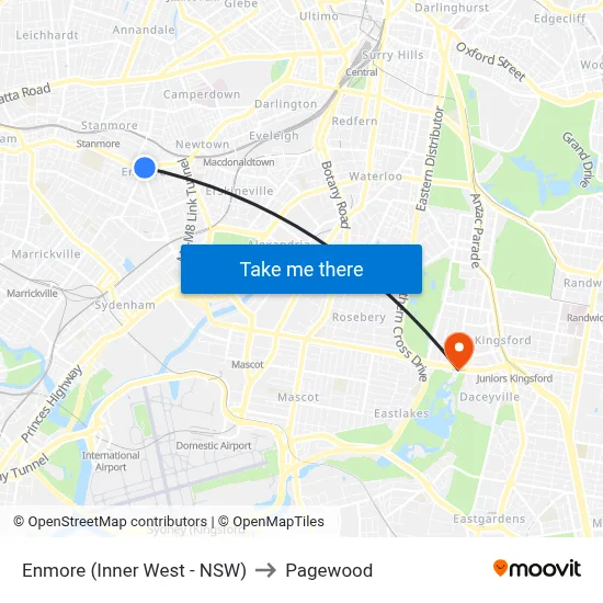 Enmore (Inner West - NSW) to Pagewood map