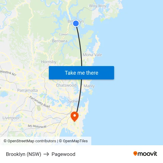 Brooklyn (NSW) to Pagewood map