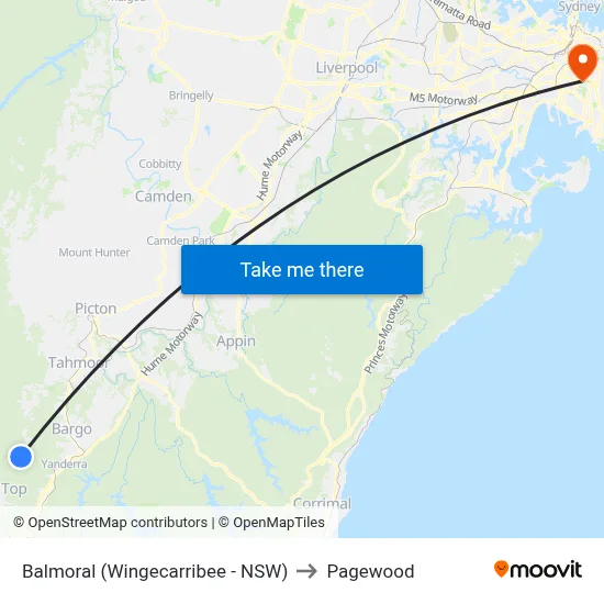 Balmoral (Wingecarribee - NSW) to Pagewood map