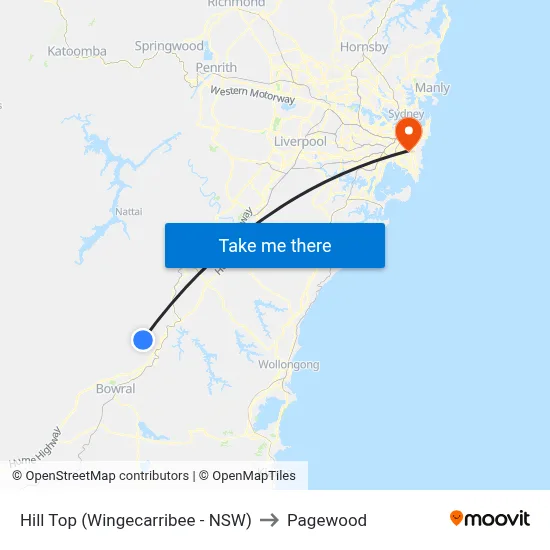 Hill Top (Wingecarribee - NSW) to Pagewood map