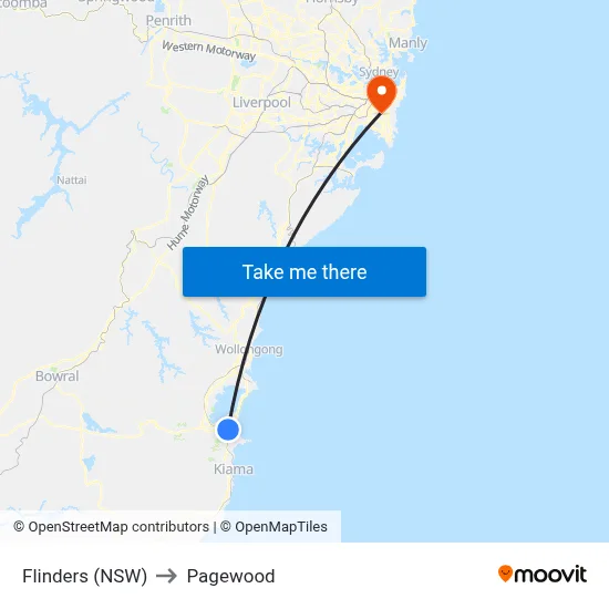 Flinders (NSW) to Pagewood map