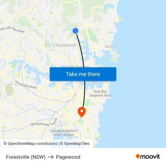 Forestville (NSW) to Pagewood map