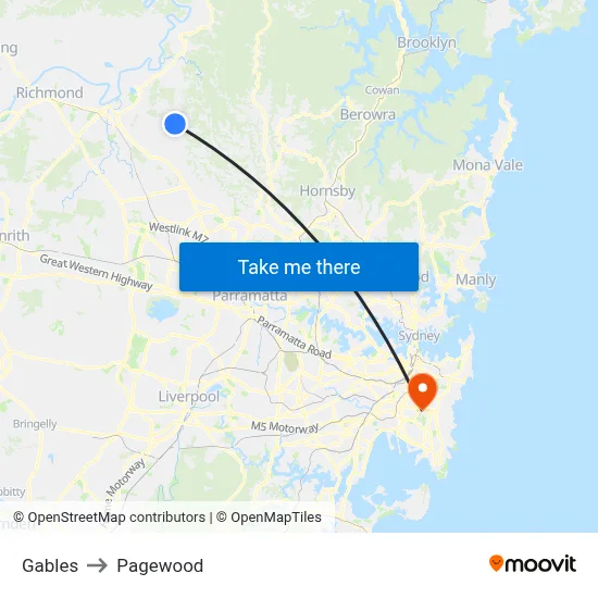 Gables to Pagewood map