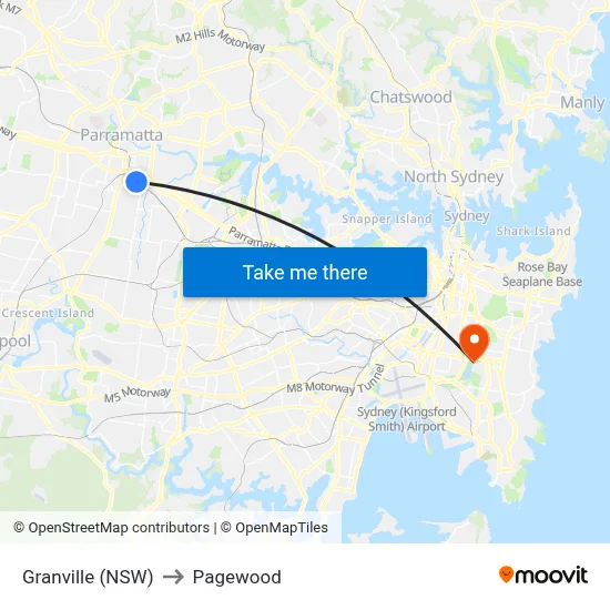 Granville (NSW) to Pagewood map