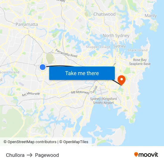 Chullora to Pagewood map