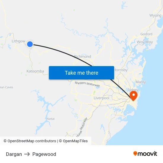 Dargan to Pagewood map