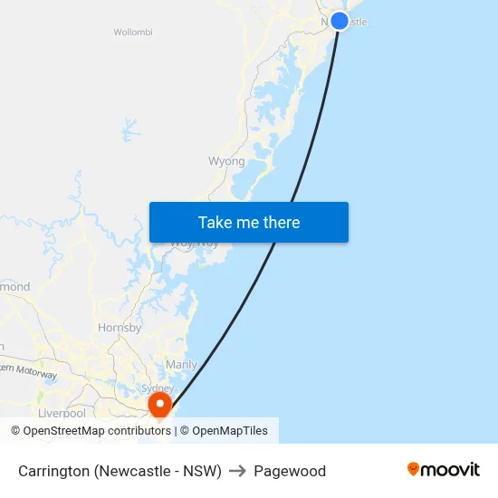 Carrington (Newcastle - NSW) to Pagewood map