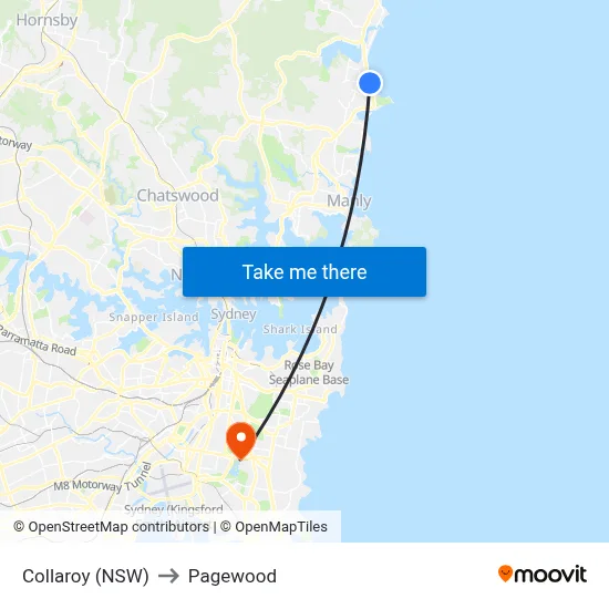 Collaroy (NSW) to Pagewood map