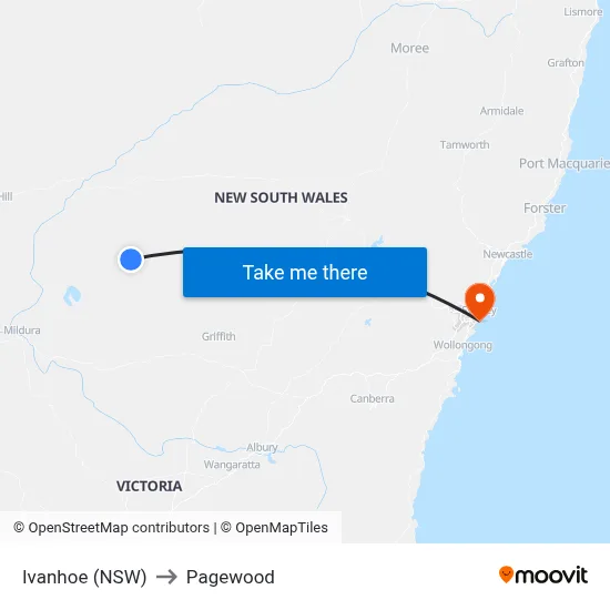 Ivanhoe (NSW) to Pagewood map