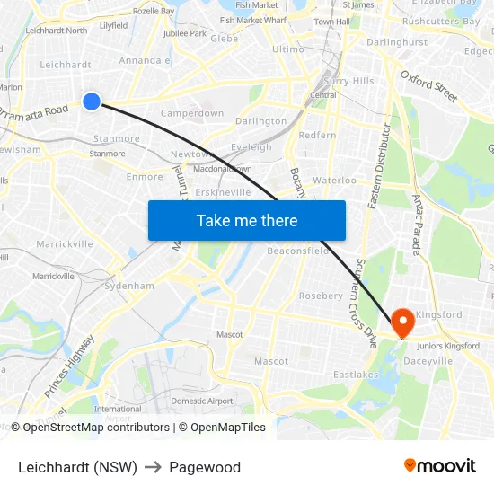 Leichhardt (NSW) to Pagewood map