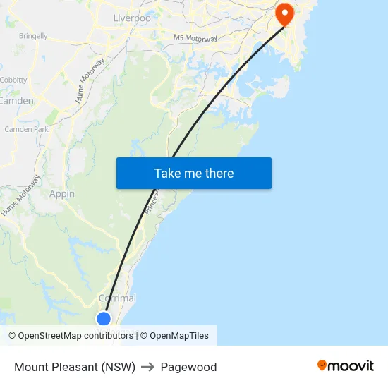 Mount Pleasant (NSW) to Pagewood map