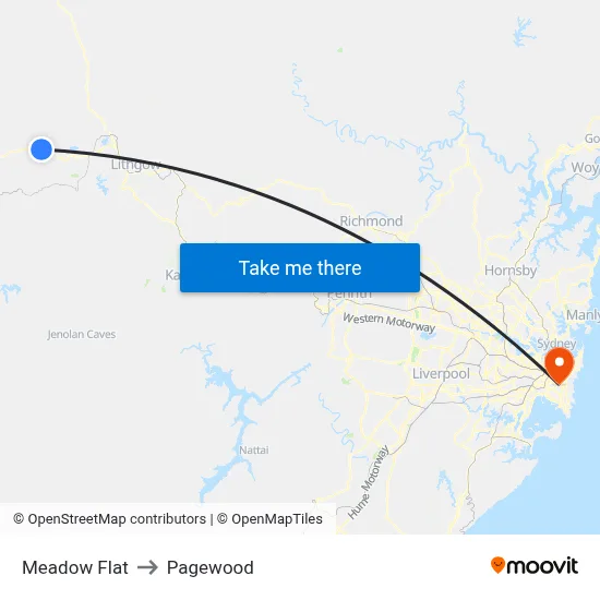Meadow Flat to Pagewood map