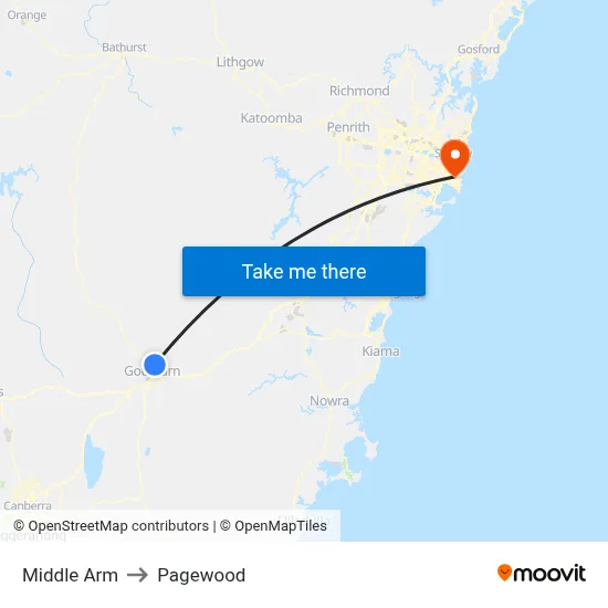 Middle Arm to Pagewood map