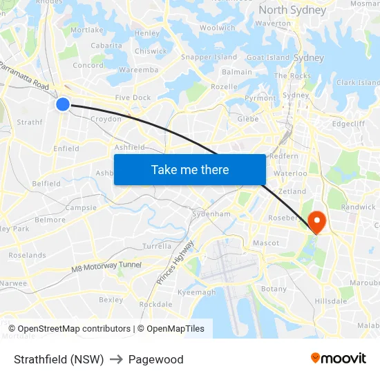 Strathfield (NSW) to Pagewood map