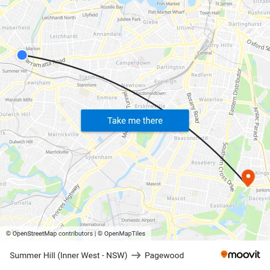 Summer Hill (Inner West - NSW) to Pagewood map