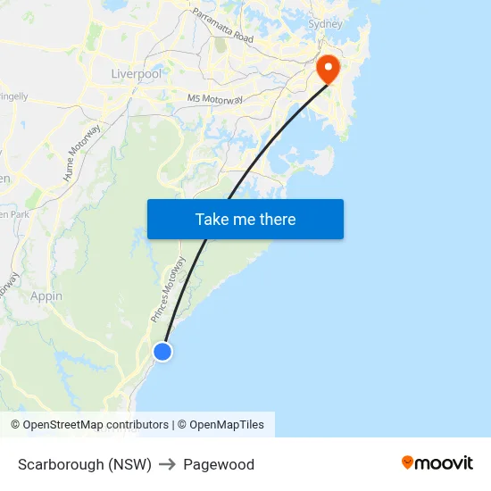 Scarborough (NSW) to Pagewood map