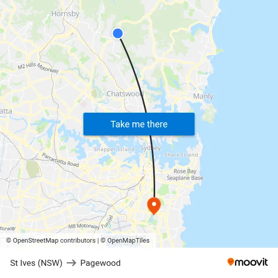 St Ives (NSW) to Pagewood map