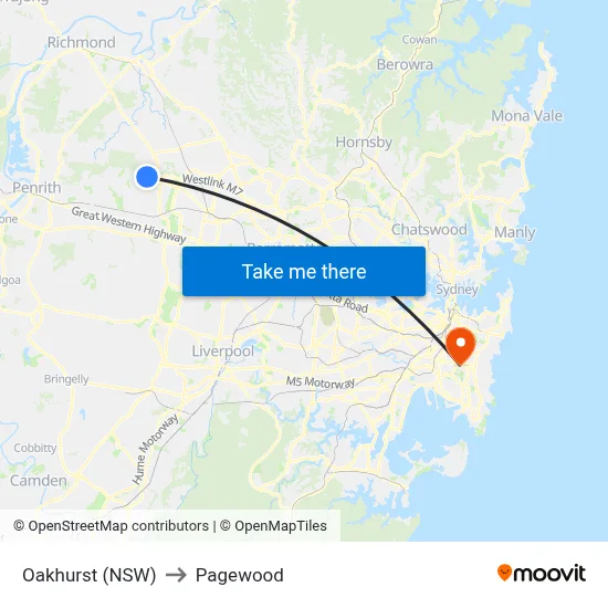 Oakhurst (NSW) to Pagewood map