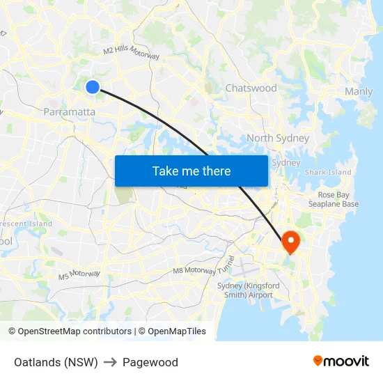 Oatlands (NSW) to Pagewood map