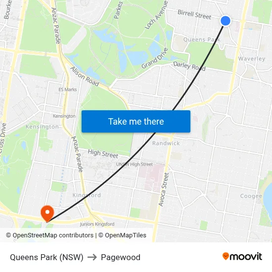 Queens Park (NSW) to Pagewood map