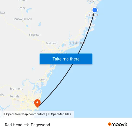 Red Head to Pagewood map