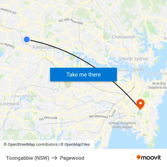 Toongabbie (NSW) to Pagewood map