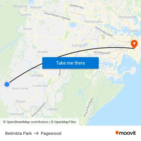Belimbla Park to Pagewood map