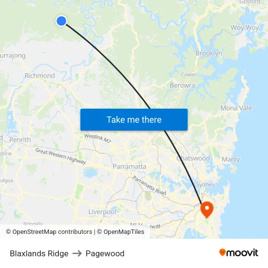 Blaxlands Ridge to Pagewood map