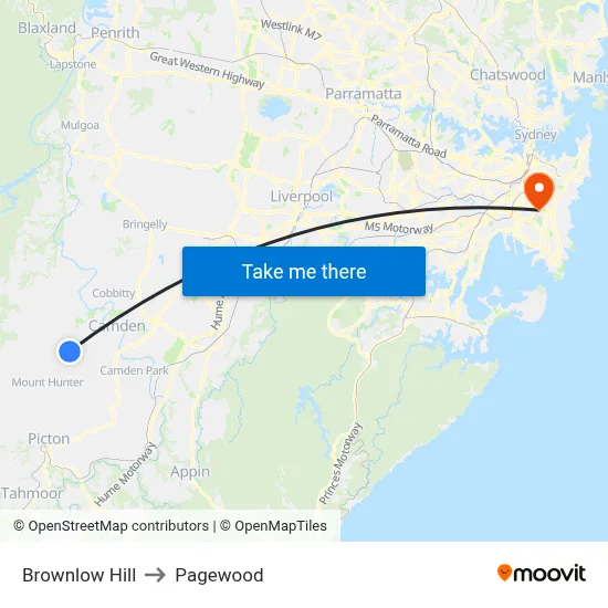 Brownlow Hill to Pagewood map