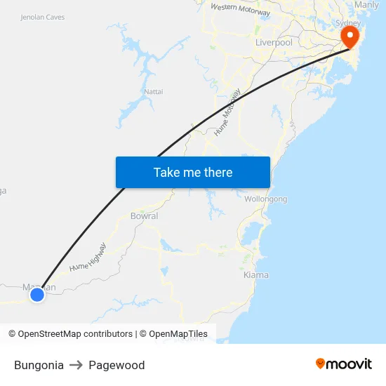 Bungonia to Pagewood map