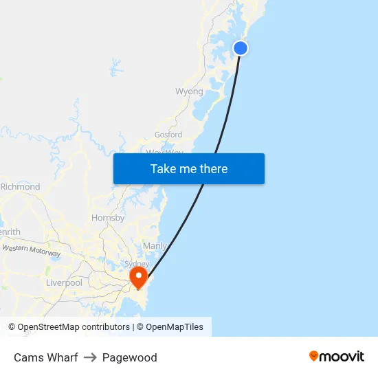 Cams Wharf to Pagewood map