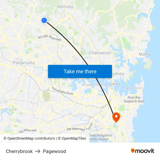 Cherrybrook to Pagewood map