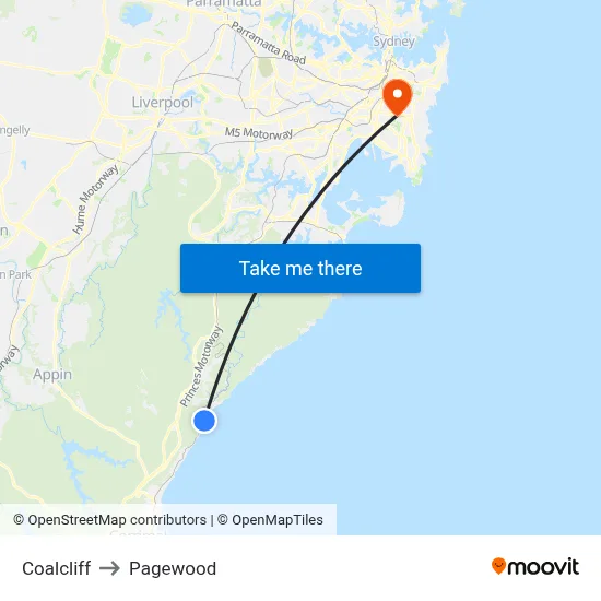 Coalcliff to Pagewood map