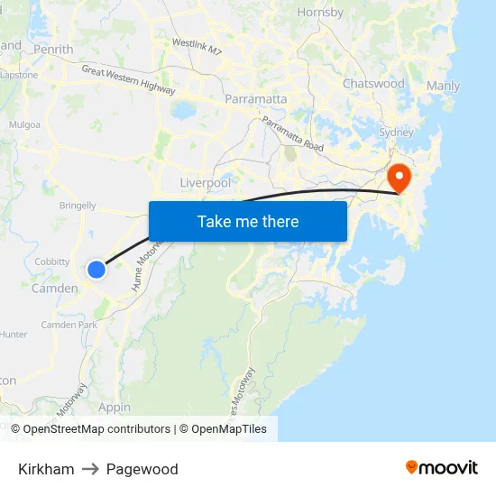 Kirkham to Pagewood map