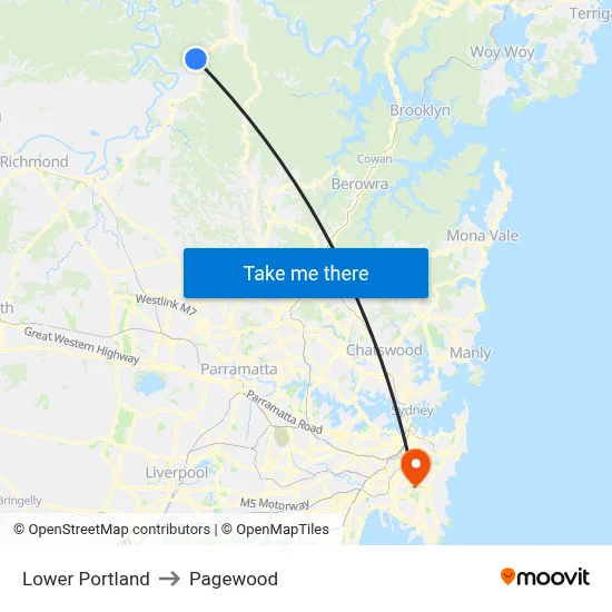 Lower Portland to Pagewood map
