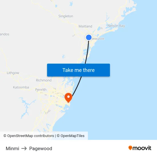 Minmi to Pagewood map