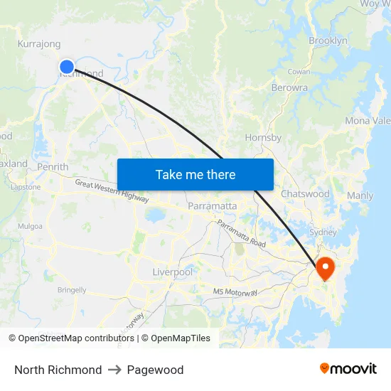 North Richmond to Pagewood map