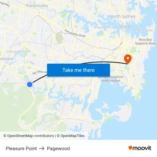 Pleasure Point to Pagewood map