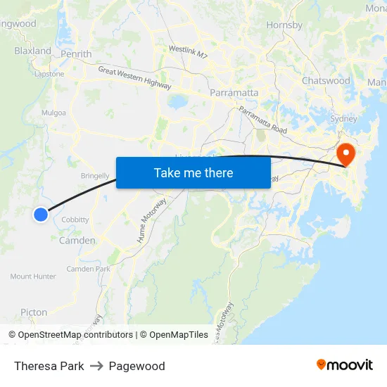 Theresa Park to Pagewood map