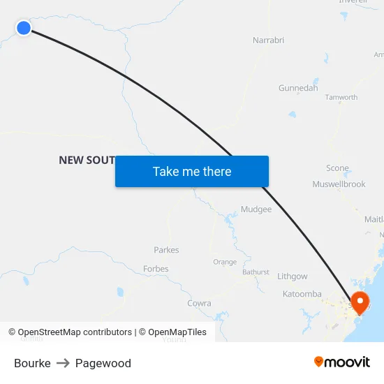 Bourke to Pagewood map