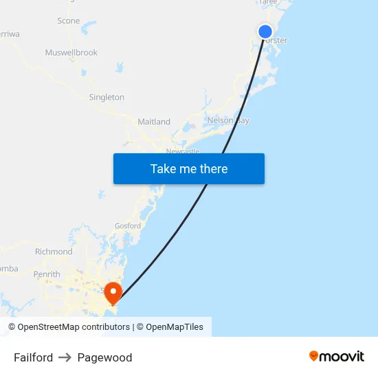 Failford to Pagewood map