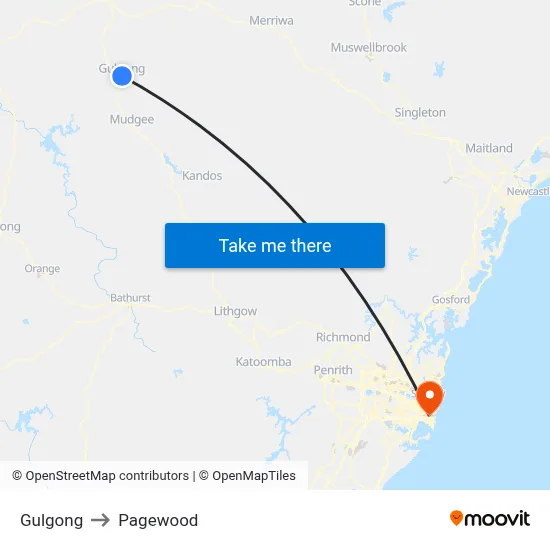 Gulgong to Pagewood map