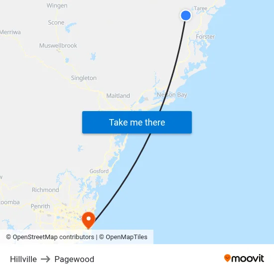 Hillville to Pagewood map